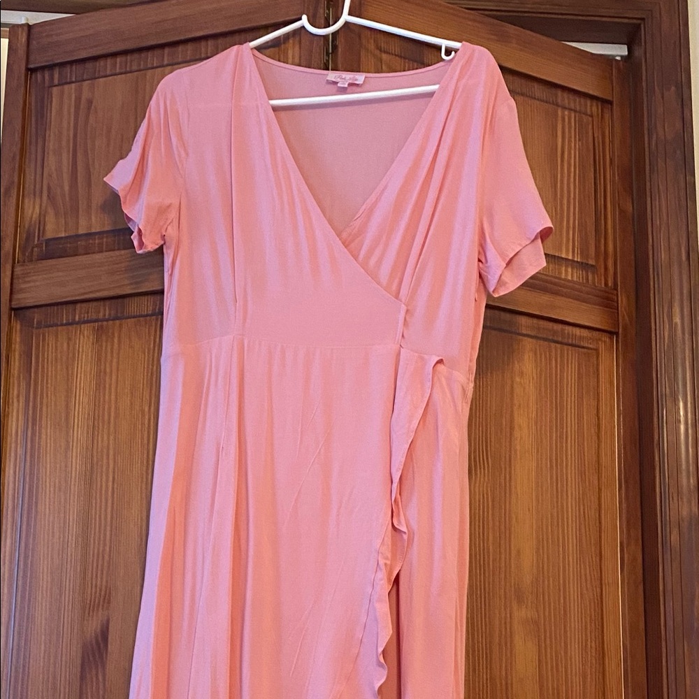 magnificent night coral maxi dress